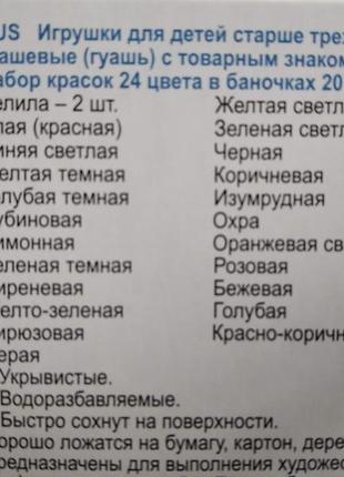 Гуаш фарби 24 кольори "луч" класика 20 мл5 фото