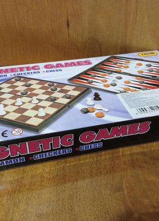 Ігровий набір 3 в 1 «магнітні шахи, шашки, нарди» пластик10 фото