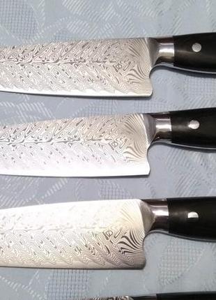 Кухонний ніж шеф з дамаської текстировкой (сталь 440с, 58-60 hrc)