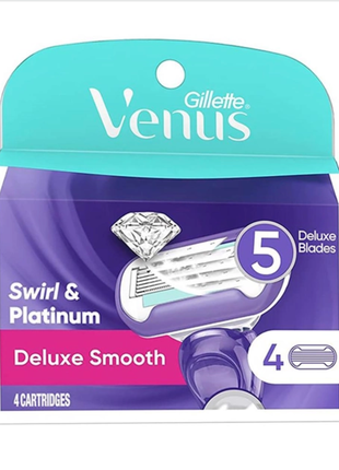 Змінні картриджі для гоління (леза касети) жіночі gillette venus swirl deluxe smooth 4 шт німеччина2 фото