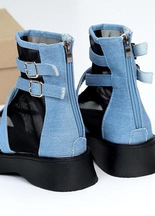 Ефектні літні закриті босоніжки черевики колір синій денім 211384 фото