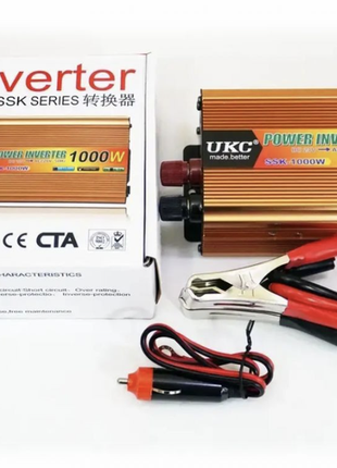 Перетворювач напруги інвертор ukc ssk 1000w ac/dc 12v-220v золоти