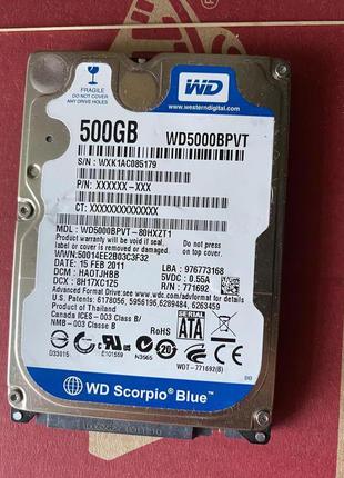 Жорсткий диск hdd wd 2.5 500gb sata2 wd5000bpvt