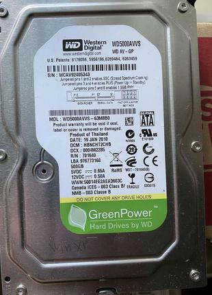 Жорсткий диск hdd wd 3.5 500gb sata wd5000avvs