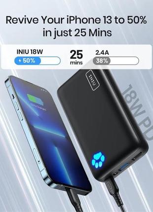 Швидкісний power bank iniu 18w   20000mah8 фото