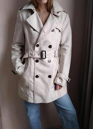 Бежевый плащ зара zara 40 размер л