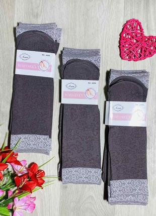 Шкарпетки жіночі капронові 10 пар без розмірні ластівка графіт з візерунком №4