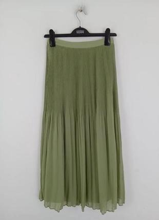 Оливковая длинная плиссировая юбка
 m&amp;s юбка плиссе макси 44 46 р с м