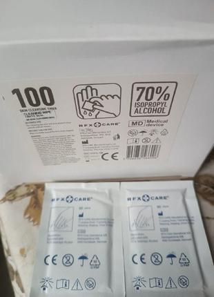 Серветки вологі cleaning wipe 100 pcs, 70% alcohol. 10/20251 фото