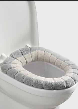 Мягкий чехол на унитаз чехол на сиденье для унитаза чехол для туалета серая и бежевая накладка на унитаз