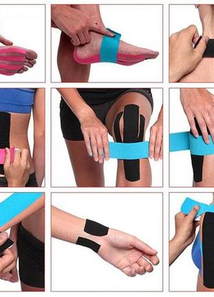 Кінезіологічний тейп easyfit kinesio чорний4 фото