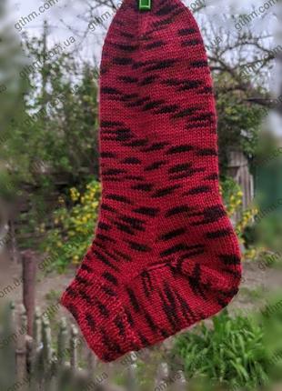 Вязаные носки «красный питон»2 фото