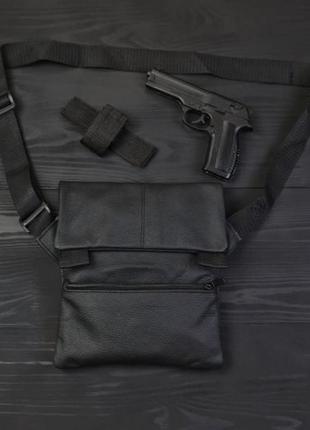 Тактична шкіряна сумка з кобурою8 фото