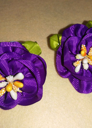 Резиночки для волосся дівчаткам, квітка з тканини1 фото