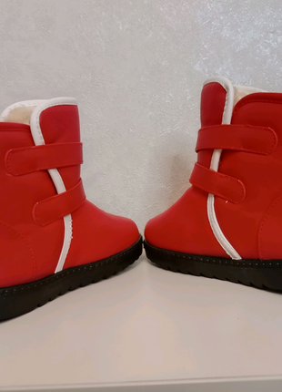 Нові червоні черевики чобітки черевички. зима теплі 35-й розмір4 фото