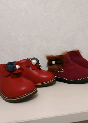 Нові червоні,бордові черевики чобітки черевички на дівчинку