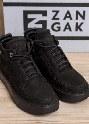 Шкіряні чоловічі зимові черевики zg black exclusive6 фото