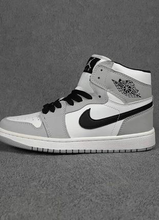 Nike air jordan 1 білий із сірим білий язик