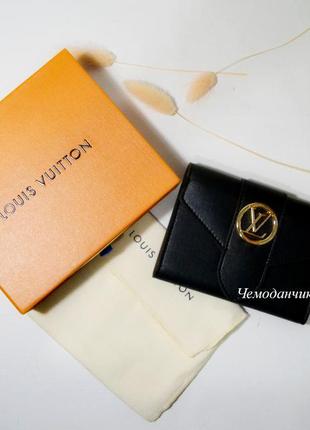 Шкіряний гаманець louis vuitton луї віттон на кнопці складаний че