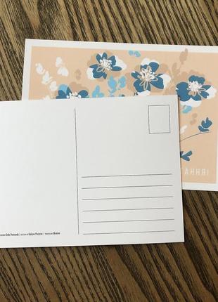 Листівка вітальна з квітами, сучасна стильна листівка для посткросінгу2 фото