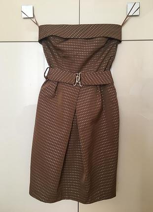 Кофейное платье миди zara  размер s