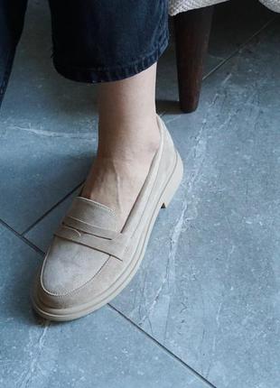 Лоферы в бежевой мягкой замше 37-40