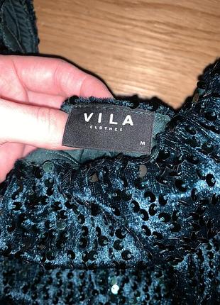 Шикарное платье vila с пайетками и бархатнмм поясом