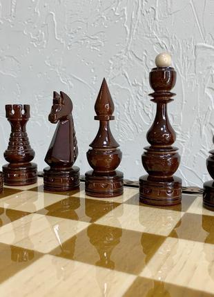 Глянсові шахові фігури "elite" з деревини клена5 фото