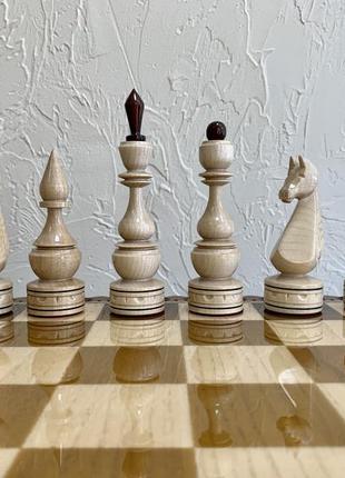 Глянсові шахові фігури "elite" з деревини клена7 фото