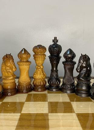Шахові фігури "elegant classic" колір омбре+чорна патина2 фото
