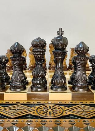 Шахові фігури "elegant classic" колір омбре+чорна патина3 фото