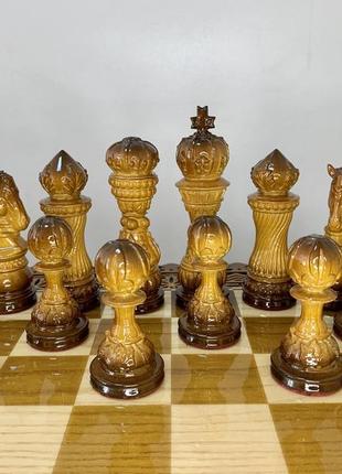 Шахові фігури "elegant classic" колір омбре+чорна патина4 фото