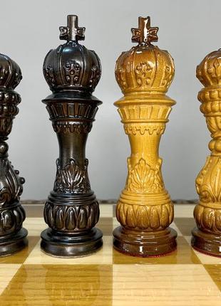 Шахові фігури "elegant classic" колір омбре+чорна патина7 фото