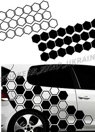 Наліпка на авто камуфляж соти суцільні та контурні набор 100 на 100см - будь-який колір - 56 штук 10 на 10см