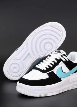 Кросівки nike force 1 low shadow white black aurora4 фото