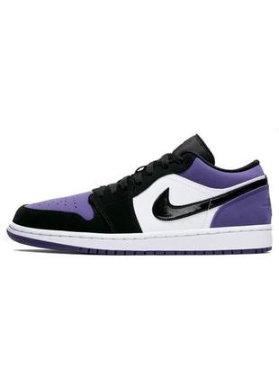 Кросівки nike air jordan 1 low “white/black-court purple”