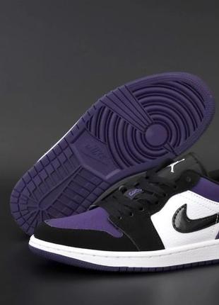 Кросівки nike air jordan 1 low “white/black-court purple”2 фото