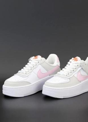 Кросівки nike air force shadow white/grey/pink2 фото