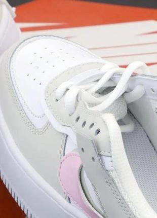 Кросівки nike air force shadow white/grey/pink3 фото