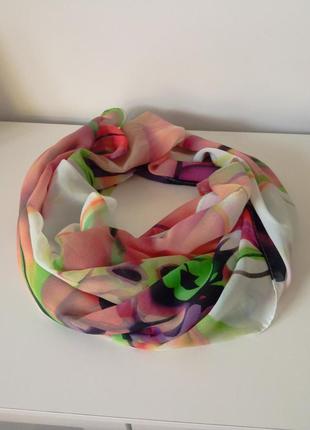 Легкий шифоновий різнокольоровий шарф палантин1 фото