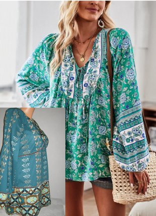 Фирменная натуральная блуза/туника в идеале принт/купон