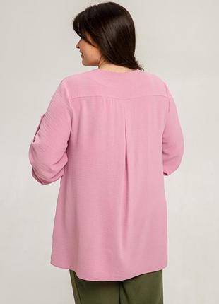 Женская туника летняя не мнется практичная большого размера 52 розового цвета3 фото