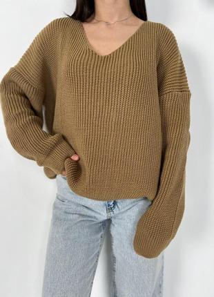 Весенний теплый свитер, в стиле оверсайз, мокко