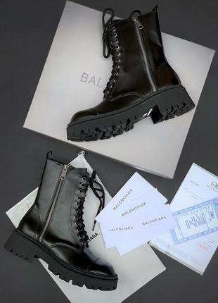 Женские ботинки  balenciaga traktor black side-zip boots