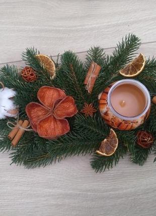 Рождественская свеча. композиция со свечами на стол. подсвечник новогодний1 фото
