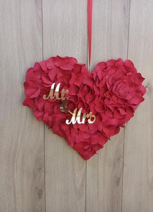 Червоне серце з пелюсток троянд2 фото