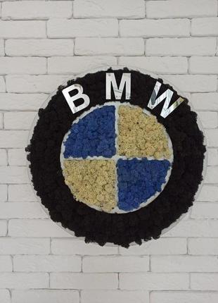 Логотип, значок марки авто bmw из мха.