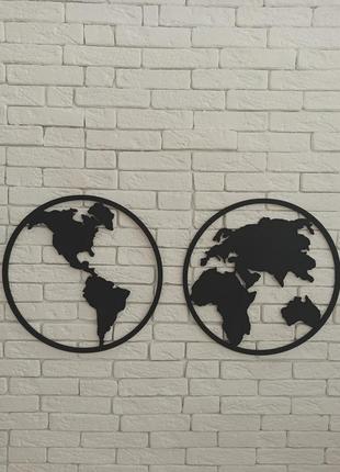 Карта світу (глобуси)- декор на стіну1 фото