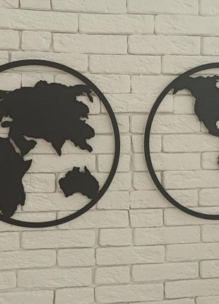 Карта світу (глобуси)- декор на стіну2 фото