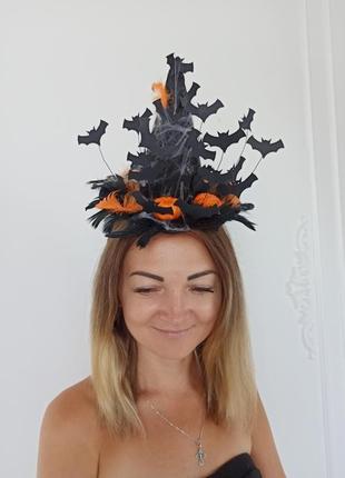 Шляпка ведьмы на обруче к хэллоуину